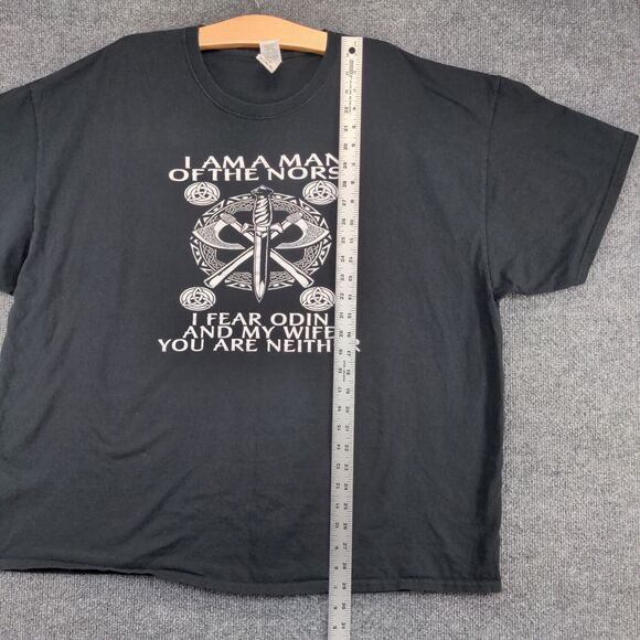 Gildan Heavy Cotton Men's I Am A Man Of The Norse Graphic T-Shirt Black 3XL - Picture 12 of 14